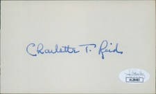 Charlotte Reid Illinois Congresswoman Signed 3x5 Index Card JSA Authenticated