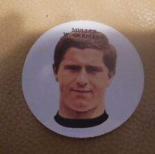 GERD MULLER WEST GERMANY 1972 FKS WORLD OF SOCCER ROUND STICKER MARKED Z REVERSE