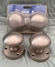 4 x Bun door knobs handles Brushed silver 2 in original pack & 2 loose 