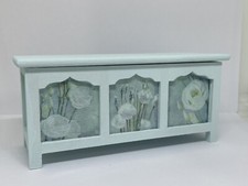 1:12th scale dolls house miniature furniture Mint Green Floral blanket box