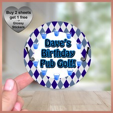 * Personalised PUB GOLF Argyle STICKERS Stag Do Hen Birthday Party - Fancy Dress