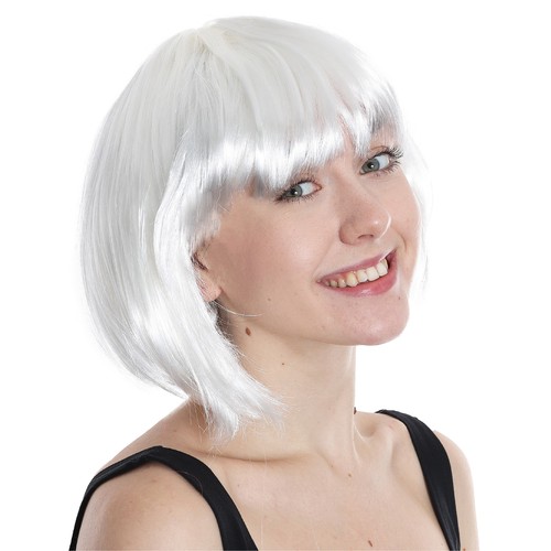 Short white bob wig - white, with