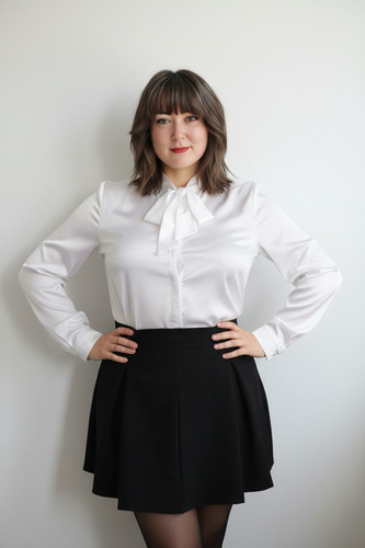 White satin pussybow blouse - pussybow,