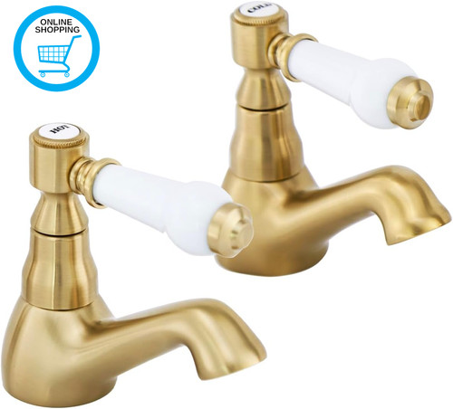 Brushed gold basin taps - gold, pair