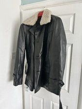 Leather Short Coat WW II German Officer Military Jacket Black Men's