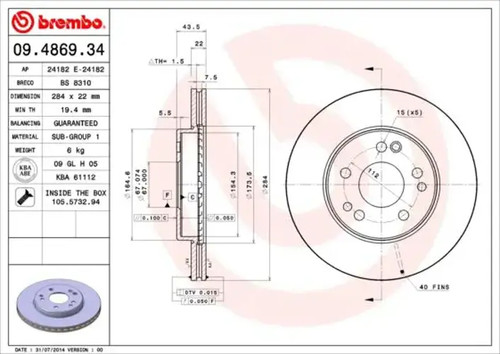 Brake disc internally - 2x,