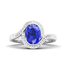 AAA 4.50 Ct Natural Tanzanite Diamond Ring 14K Solid White Gold Ring mom gift
