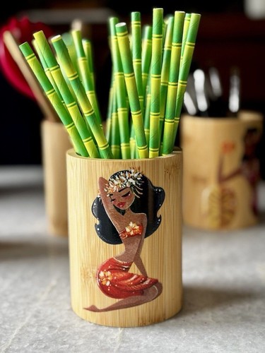 Bamboo storage pot tiki - pot,