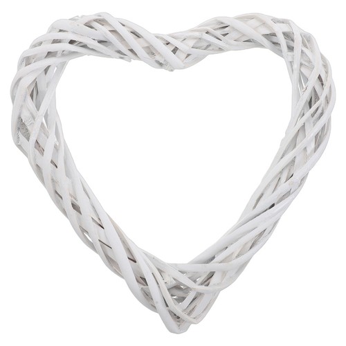 Wicker heart wreath white - wicker,