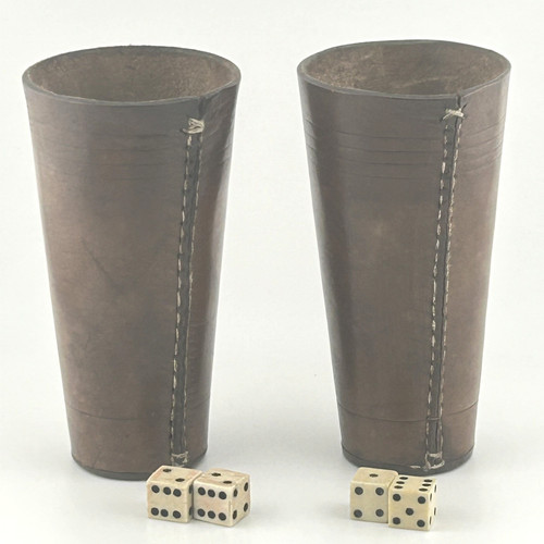 Antique stitched leather dice - antique,