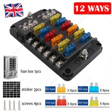 UK Blade Fuse Box 12 Way Distribution Bar Bus Boat Car Kit Marine Holder 12V/32V