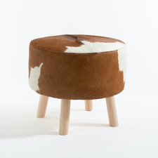 Round genuine cowhide ottoman