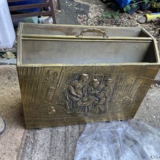 Vintage Brass Magazine Rack Drinking Music Old World Pub Scene