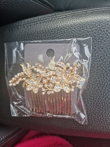 Gold tone foral crystal - gold, hair