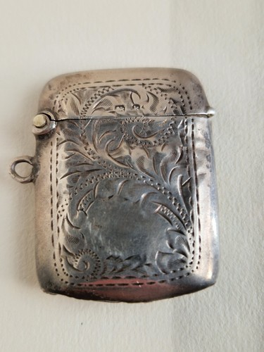 Antique solid silver vesta - antique,