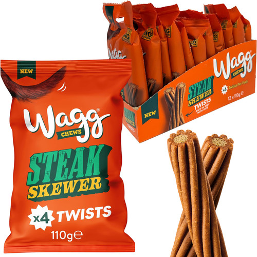 Steak skewer twists dog treats - skewer,