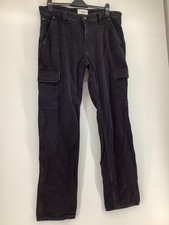 Fat Face Black Denim Cargo Jeans Trousers W36 L34 Work Utility Straight