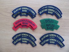 British Army Band Titles. Rifles, Household Cavalry, AGC etc.  Job lot x 6 pairs