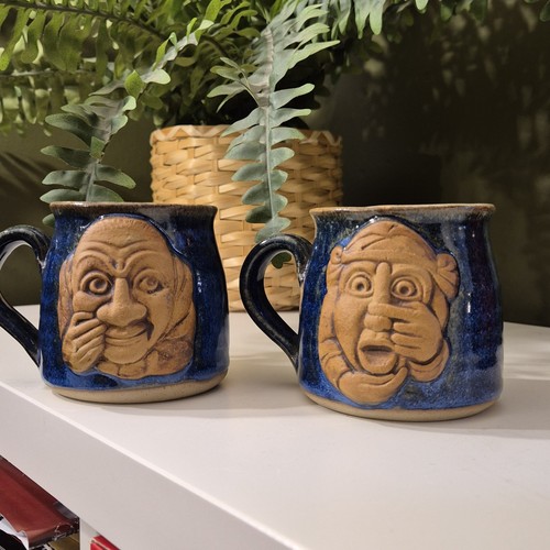 Vintage pottery coffee mugs - coffee,