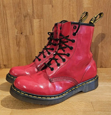Dr Martens 1460W Cherry Red Leather 8 Eyelets Boots UK Size 7 - Free UK P&P 
