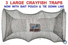 3 LARGE RT CRAYFISH TRAPS+LINE