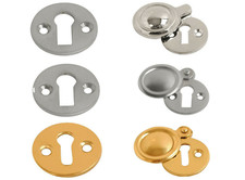 Key Hole Cover Escutcheon Open or Covered in Brass Chrome Satin Aluminum Keyhole