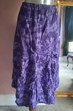 *BOHO* purple  Crinkle Tie Dye Skirt With Large Applied Flower Detailing