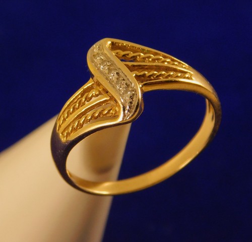 Womens 9ct gold diamond wave - womens,