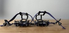 Vintage Suntour Superbe Road Bike Pedals Black 9/16”  Toeclips With Hot Tips