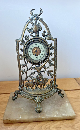 Antique mantle clock with - mantle,