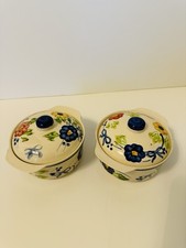 Hand-Painted Ceramic Casserole Dishes with Lids Set of 2 for Kitchen