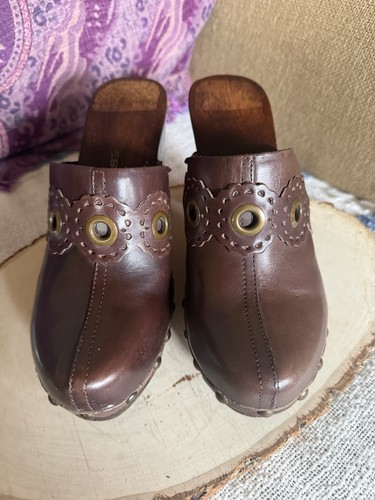 Vtg nine west shoes clogs - nine, wood