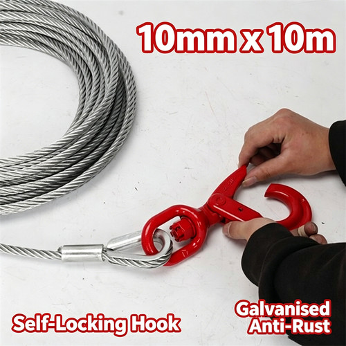 10mm 10m steel winch cable - steel,