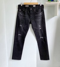 AG Adriano Goldschmied Piper Crop Slouchy Slim Crop Black Jeans W28 Distressed