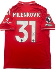 NIKOLA MILENKOVIC SIGNED NOTTINGHAM FOREST 2025/26 HOME SHIRT WITH PROOF 