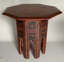 EXQUISITE ANTIQUE CIRCA 1900-1920 BURMESE HAND PAINTED SIDE TABLE 60cm TALL