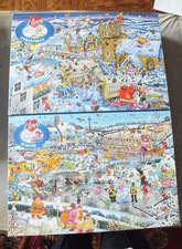 job lot 2  x 1000 piece gibson jigsaws puzzles I love Christmas / Winter complet