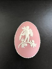 Wedgwood Pink Jasper Ware Egg with cupid on the top Trinket Box