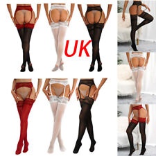 UK Women Cutout Suspender Pantyhose Lace Garter w/Thigh High Stocking Hosiery