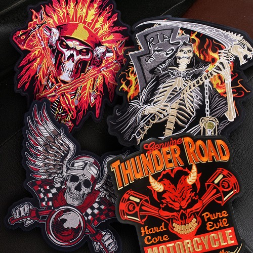 Large skull skeleton biker - skull,