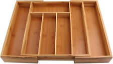 7 Compartment Home Bamboo Cutlery Tray Organiser for Drawer