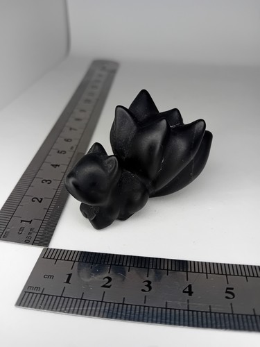 Black obsidian carved crystal - black,