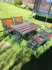 Cast Iron Garden Furniture Table And 4 Chairs Set