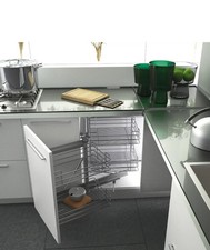 Chrome effect LH Pull-out storage frame For 1000mm corner unit (W)860mm