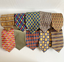 10x Silk Vintage Classic Retro Abstract Design Tie Bundle Joblot (Mixed Brands)