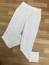 New Atmosphere Linen Blend Trousers UK 6 Cream Slim Leg High Waist L27”