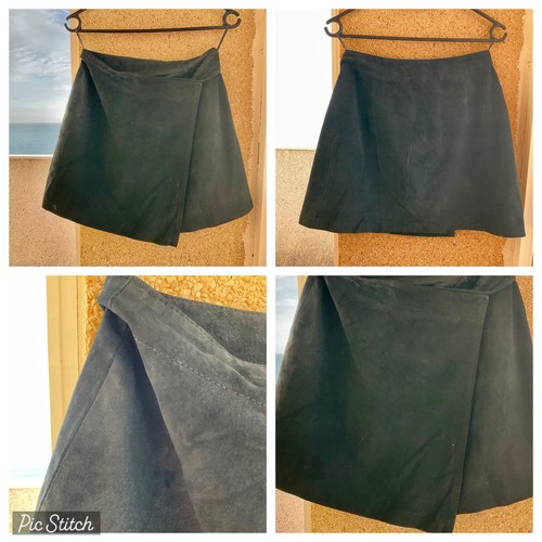 Womens skirt black suede - womens, wrap