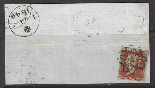 1844 1d red stamp - gb,, qv,