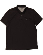 IZOD Mens Polo Shirt XL Black Check Polyester CR01