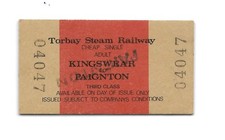 1985 TDR Paignton Platform Ticket (Overstamped on Kingswear - Paignton Single)